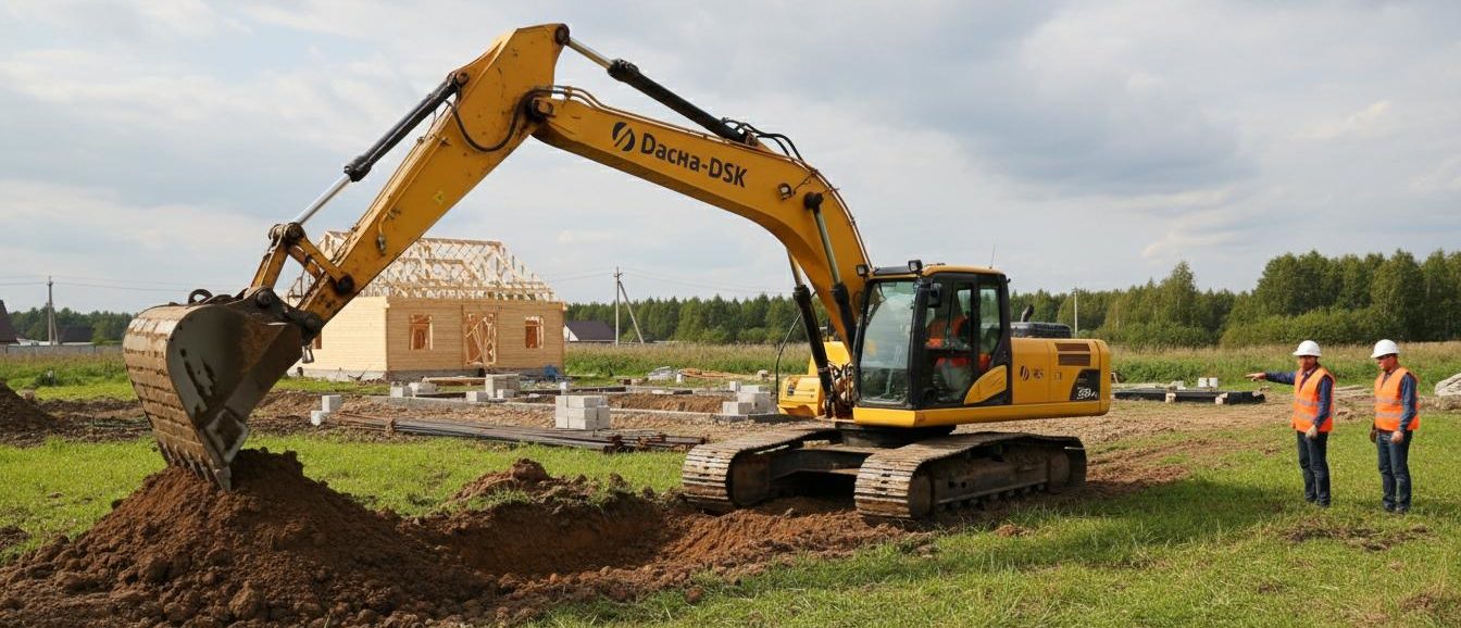 разработка грунта с помощью экскаватора от компании Дача-ДСКфото
